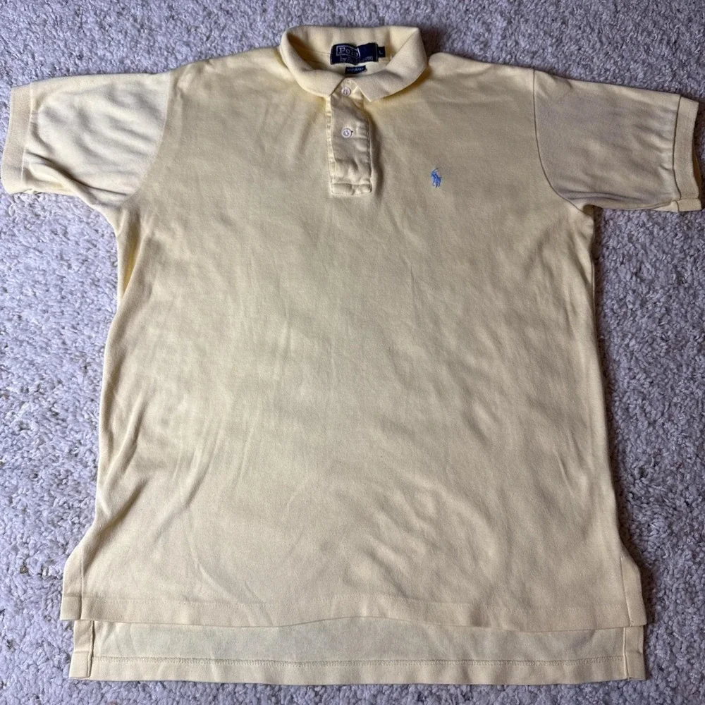 Vintage Polo Ralph Lauren Polo Shirt Mens Large Yellow Pastel 80s USA